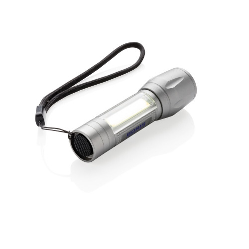 Kieszonkowa latarka LED 3W ze światłem COB Szary P513.522 (4)
