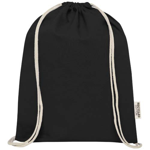 Oregon ściągana sznurkiem torba na zakupy z bawełny z recyklingu z certyfikatem GRS 140 g/m² Czarny 12073590 (2)