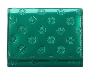 Damski portfel WITTCHEN z lakierowanej skóry z monogramem mały Zielony