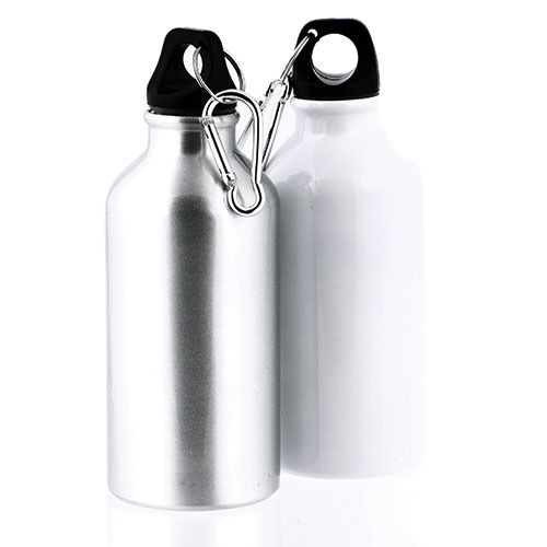Aluminiowa butelka pod sublimację, z karabińczykiem, 400 ml / Ollaf Biały IP30038200 (3)