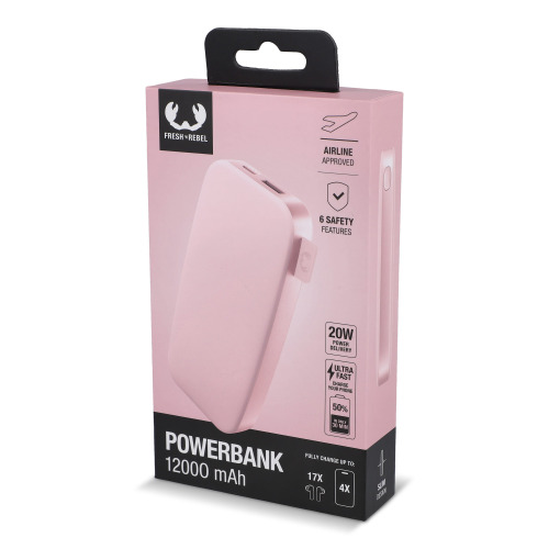 2PB12100 | Fresh 'n Rebel Powerbank 12000 mAh USB-C Szybkie ładowanie 20W Różowy LT49402-N0076 (2)