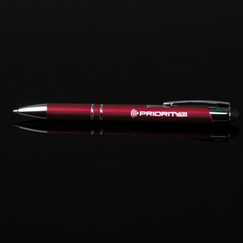 Długopis plastikowy touch pen z podświetlanym logo WORLD czerwony 089205 (7)