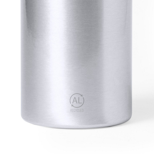 Butelka sportowa 400 ml z aluminium z recyklingu, z karabińczykiem srebrny V1065-32 (3)