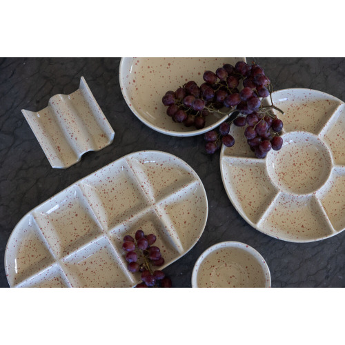 Talerz do serwowania DITTE, duży, beżowy/bordowy Beżowy/bordowy 5018653- (5)