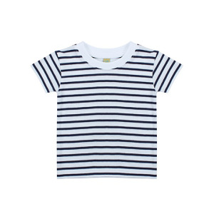 T-shirt Klasyczny Bawełniany w Paski - White & Oxford Navy
