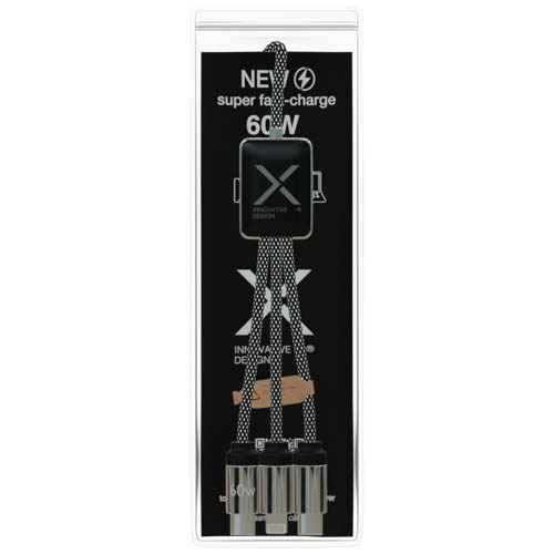 SCX.design C33 kabel do ładowania typu C o mocy 60 W z podwójnym podświetlanym logo Melanż czarny 2PX21390 (1)