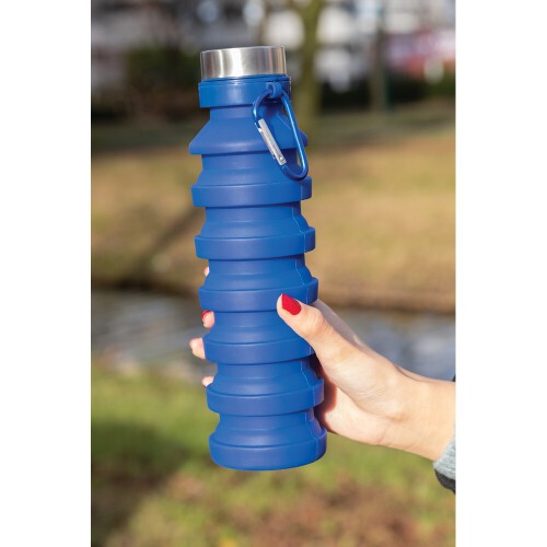 Składana butelka sportowa 550 ml z karabińczykiem niebieski P432.625 (11)
