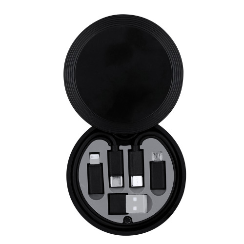 Kabel do ładowania i synchronizacji, 3 adaptery w komplecie, etui z karabińczykiem Czarny VA376-03 