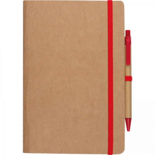 Notatnik A5 z czystymi stronami i długopisem z materiałów z recyklingu CHLOE Czerwony 2377605 (4)