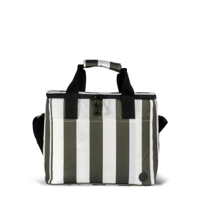 CITY TORBA TERMICZNA STRIPE rPET DUŻA, ZIELONO-BIAŁY