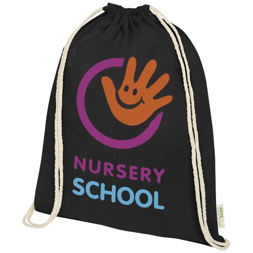 Plecak ściągany sznurkiem Orissa z bawełny organicznej z certyfikatem GOTS o gramaturze 140 g/m² Czarny 12061290 (1)