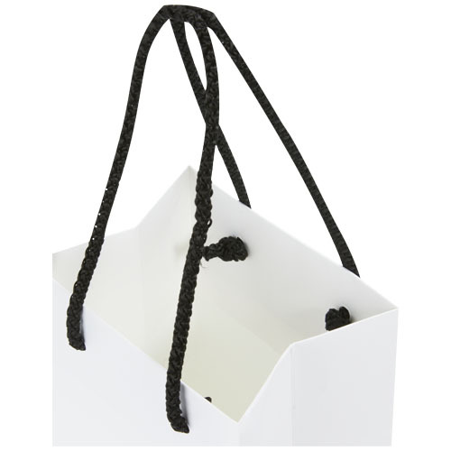 Ręcznie robiona torba na butelkę wina z papieru integra z plastikowymi uchwytami – 12 x 9 x 37 cm Biały 1ZB00790 (4)