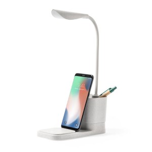 Lampka na biurko ze słomy pszenicznej, ładowarka bezprzewodowa 10W, stojak na telefon neutralny