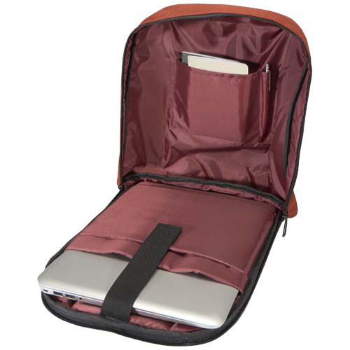 Luma plecak na laptopa z ekranem o przekątnej 15 cali z płótna z recyklingu z certyfikatem GRS o pojemności 10 l Ceglasty 13011032 (4)