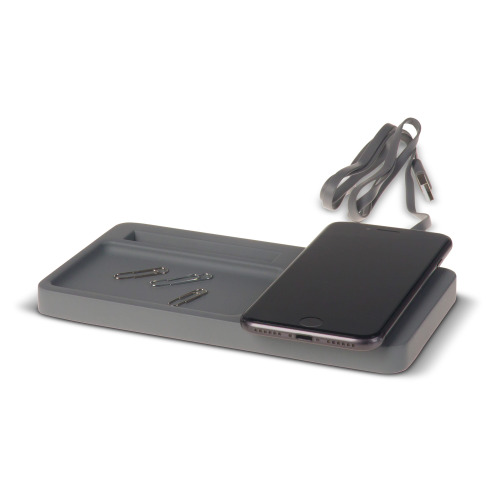 Limestone Desk organizer with wireless charger 5W Szary LT95045-N0061 
