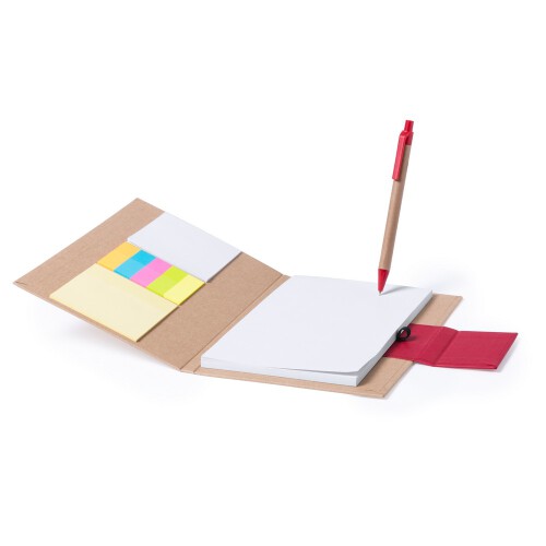 Zestaw do notatek, notatnik, karteczki samoprzylepne, długopis czerwony V2926-05 (1)