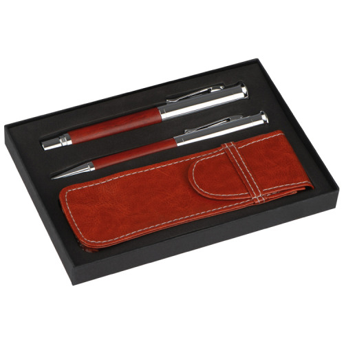Zestaw piśmienny długopis i pióro kulkowe Mark Twain ALFREDO Brązowy 1089801 (1)