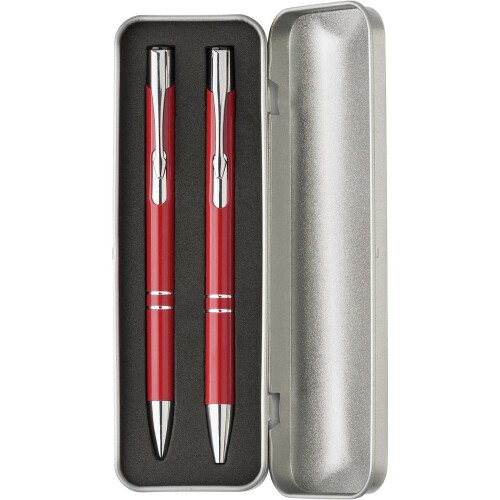 Zestaw piśmienny, długopis i ołówek mechaniczny czerwony V1956-05 