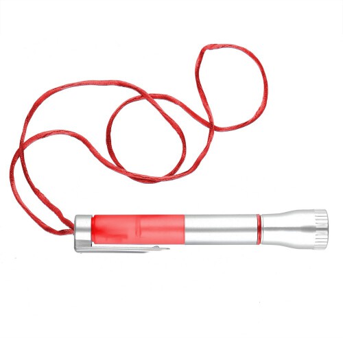 Długopis, latarka 2 LED czerwony V1654-05 (6)