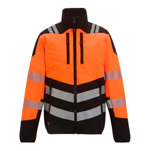 Kurtka Softshell Męska Odblaskowa Ocieplana - Black & Orange