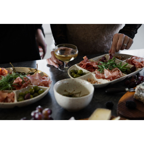 Talerz do serwowania DITTE, beżowy/bordowy Beżowy/bordowy 5018649- (5)