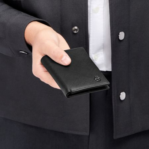 Składany portfel na karty Double B Saffiano Black Czarny HLE526A (5)