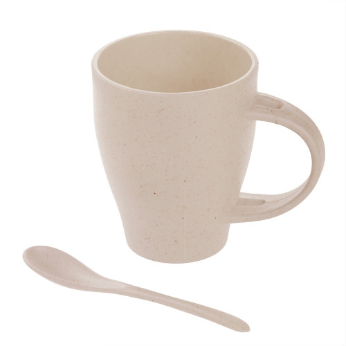 Bambusowy kubek 300 ml z łyżeczką Neutralny V0847-00 (1)