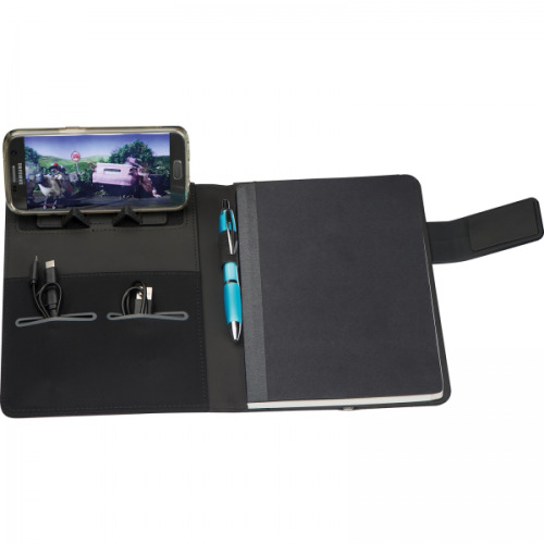 Folder A5 z notatnikiem w linie i power bankiem 4000 mAh GIACOMO Niebieski 2075204 (4)