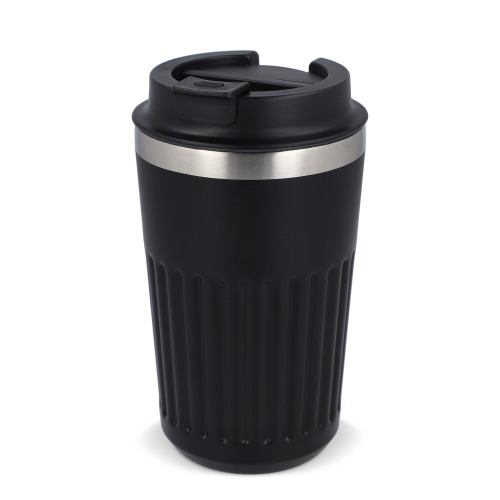 Termos na kawę ze stali nierdzewnej pochodzącej z recyklingu, 400 ml Czarny LT98698-N0002 