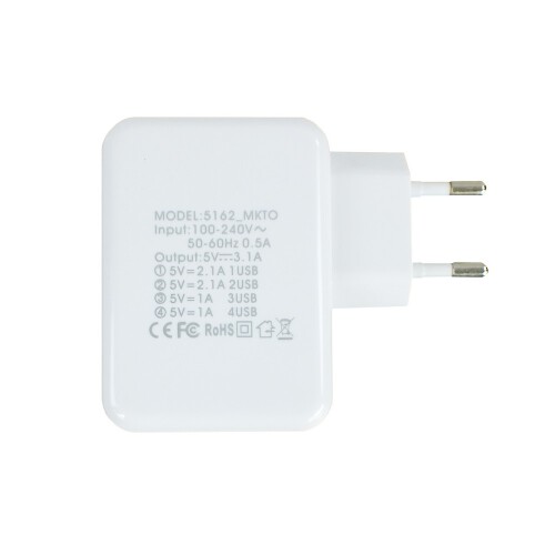Ładowarka, hub USB biały V3593-02 (1)