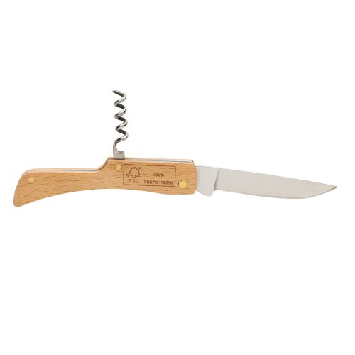 Drewniany, wielofunkcyjny nóż składany, scyzoryk brązowy P414.019 (2)