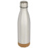Cove butelka na wodę o pojemności 500 ml ze stali nierdzewnej z podwójnymi ściankami i izolacją próżniową oraz detalami korkowymi Matowe srebro 10089281  thumbnail
