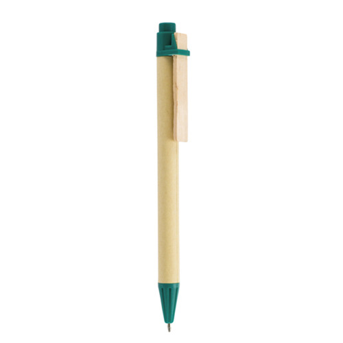 Długopis tekturowy z drewnianym klipsem / Recypen Zielony IP13127442 