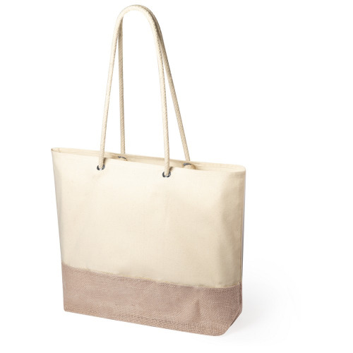 Torba bawełniana, elementy z juty Beżowy V8185-20 