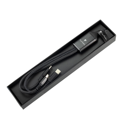 Kabel do ładowania 3w1 z podświetlanym logo Pierre Cardin Czarny B9000400IP303 