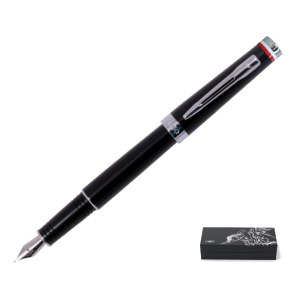 Pióro wieczne EXO Husaria Polska, czarny korpus, motyw flagi, wykończenia chromowane, etui Husaria