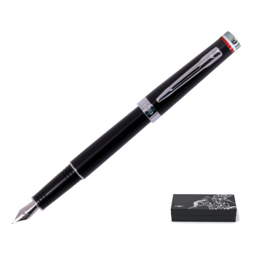 Pióro wieczne EXO Husaria Polska, czarny korpus, motyw flagi, wykończenia chromowane, etui Husaria Czarny EXP1020.HPCTFP-CZ 