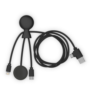 Xoopar Mr. Bio Long, wielofunkcyjny kabel do Apple i Samsung Watch,1 metr Czarny