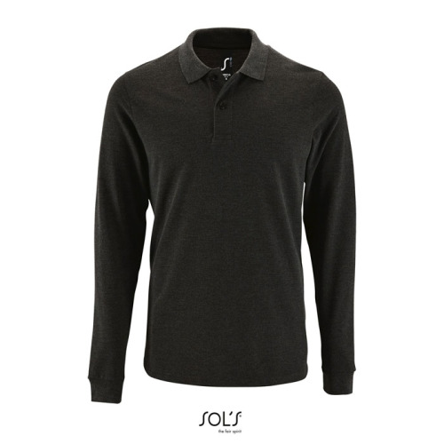PERFECT MEN LSL POLO 180g Charcoal melange S02087-CE-4XL 