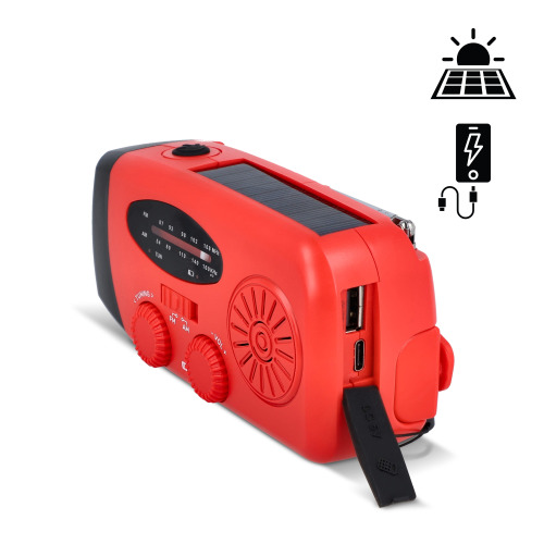 SafeSound Radio awaryjne zasilane energią słoneczną i korbką Czerwony LT95607-N0021 (3)