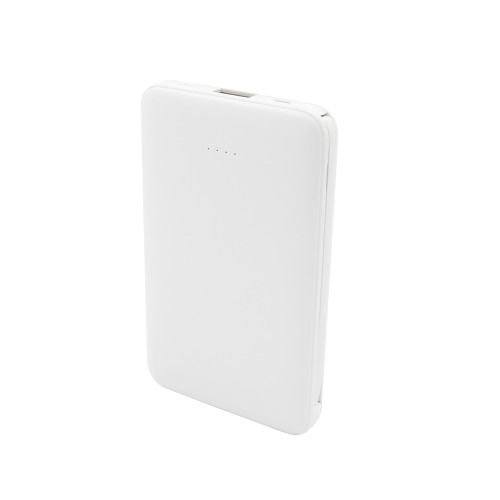 Power bank 5000 mAh ze zintegrowanymi kablami, adapter w komplecie | Presley Biały V0905-02 (5)