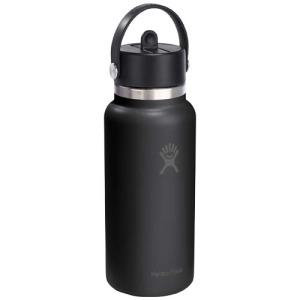 Hydro Flask Wide Mouth 946 ml – termoizolowana butelka na wodę ze stali nierdzewnej, z nakrętką ze słomką Biały