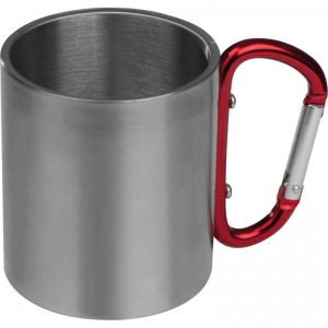 Kubek metalowy z karabińczykiem 200 ml ANGELICA Czerwony
