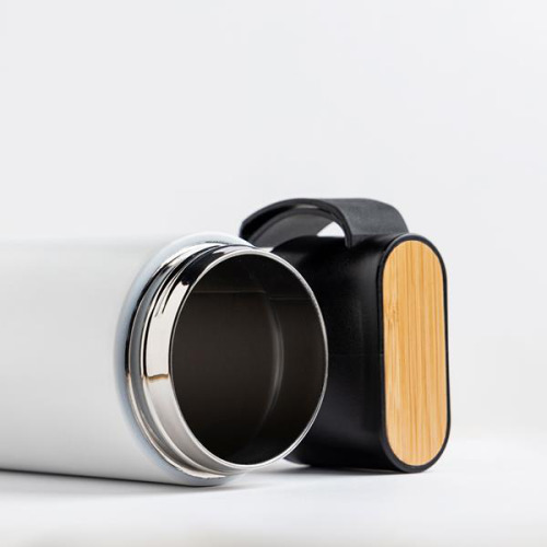 Butelka 600ml termiczna z bambusowym detalem / Drinko Biały IP37061900 (4)