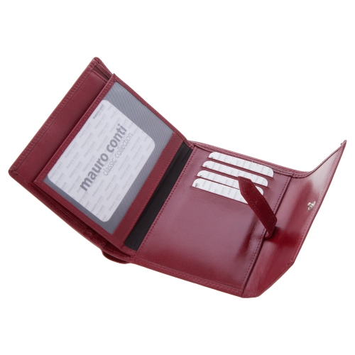 Skórzany portfel damski Mauro Conti czerwony V4808-05 (3)