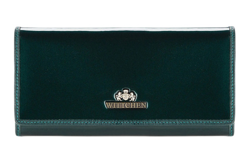 Damski portfel WITTCHEN ze skóry lakierowany poziomy Zielony WITT25-1-075 
