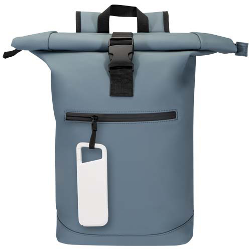 Alkes wodoodporny powerbank z karabińczykiem o pojemności 5000 mAh i mocy 12 W, wykonany z tworzyw sztucznych pochodzących z recyklingu Czarny 12447090 (6)