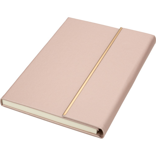 Notatnik A5 ze skóry z recyklingu, w linie z długopisem metalowym CrisMa MAGGIE Miedziany 2476395 