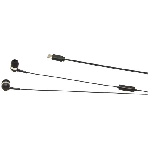 Baekdu przewodowy zestaw słuchawkowy typu C z pudełkiem do przechowywania wykonanym z tworzyw stzucznych pochodzących z recyklingu Czarny 12443890 (7)