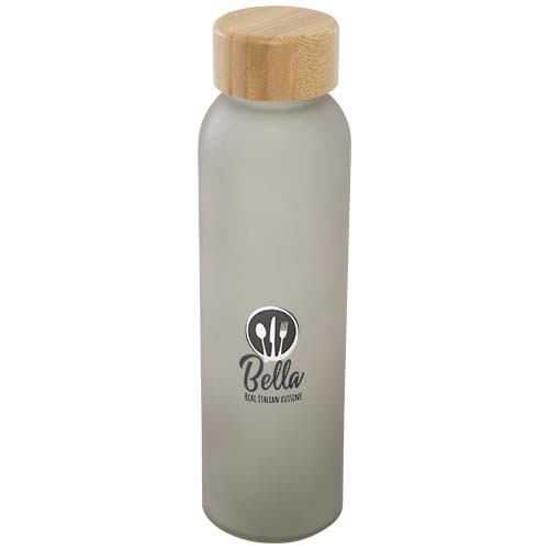 Matowa butelka ze szkła sodowo-wapniowego Lume 500 ml z zakrętką bambusową   Szary 10083031 (1)